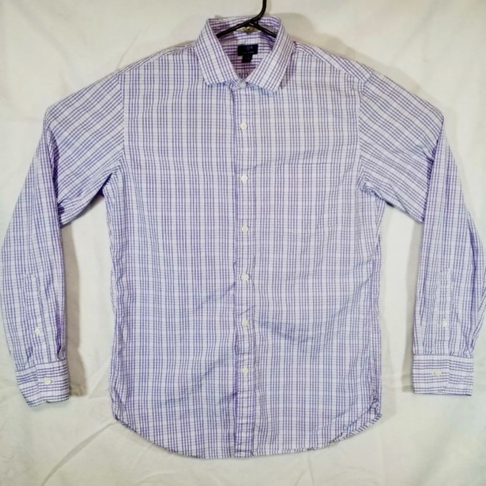 J.Crew Factory Thompson Purple and White Check Button Down Shirt